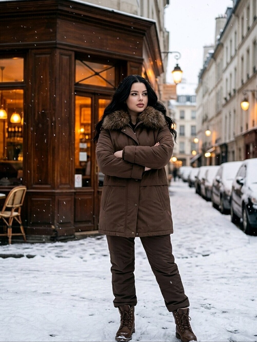 Warm Long Fur Bernardo Size Small Khaki Coat